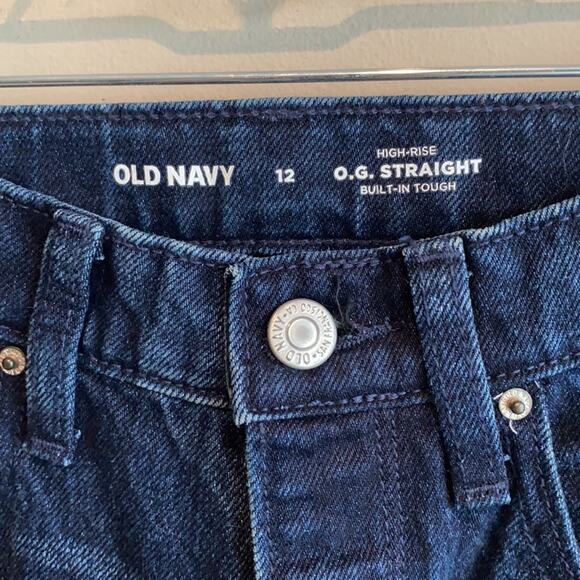 Old Navy High-Waisted O.G. Straight Built-In Tough Dark-Wash Jeans 12 - Picture 3 of 8